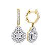 Image 1 : 1 CTW Princess Diamond Double Circle Frame Dangle Earrings 14kt Yellow Gold - REF-93Y3X