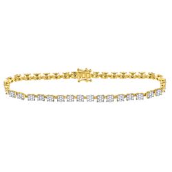 1 & 7/8 CTW Round Diamond Fashion Cluster Tennis Bracelet 14kt Yellow Gold - REF-173T9K