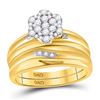 Image 2 : 3/8 CTW His & Hers Round Diamond Cluster Matching Bridal Wedding Ring 10kt Yellow Gold - REF-41K9R