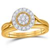Image 1 : 1/3 CTW Round Diamond Cluster Bridal Wedding Engagement Ring 10kt Yellow Gold - REF-24R3H
