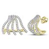 Image 1 : 5/8 CTW Round Diamond Lobe Half Hoop Earrings 10kt Yellow Gold - REF-47T9K