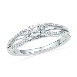 1/6 CTW Round Diamond Solitaire Open-shank Bridal Wedding Engagement Ring 10kt White Gold - REF-20F3