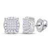 Image 1 : 1 CTW Princess Diamond Fashion Cluster Earrings 14kt White Gold - REF-77X9T