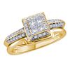 Image 1 : 1/2 CTW Princess Diamond Bridal Wedding Engagement Ring 14kt Yellow Gold - REF-60A3N