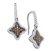 Image 1 : 5/8 CTW Round Brown Diamond Star Dangle Earrings 10kt White Gold - REF-30F3M