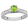 Image 1 : 0.75 CTW Peridot & Diamond Ring 14K White Gold - REF-62K3W