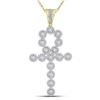 Image 1 : 2 & 3/4 CTW Mens Round Diamond Ankh Cross Charm Pendant 14kt Yellow Gold - REF-222N3Y