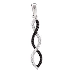 1/8 CTW Round Black Color Enhanced Diamond Infinity Pendant 14kt White Gold - REF-11Y9X