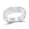 Image 1 : 1/4 CTW Mens Round Channel-set Diamond Wedding Anniversary Ring 10kt White Gold - REF-47F9M