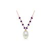 Image 1 : Genuine 5 ctw Pearl & Amethyst Necklace 14KT Rose Gold - REF-25A4K