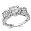 Image 1 : 1 CTW Round Diamond Triple Cluster Bridal Wedding Engagement Ring 10kt White Gold - REF-57F3M