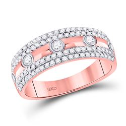 1/2 CTW Round Diamond Anniversary Ring 10kt Rose Gold - REF-39W6F