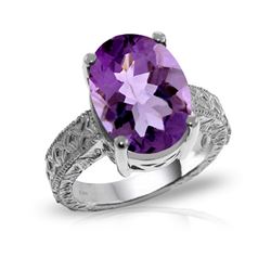 Genuine 7.5 ctw Amethyst Ring 14KT White Gold - REF-125K9V