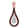 Image 1 : 1/5 CTW Round Red Color Enhanced Diamond Teardrop Dangle Pendant 10kt Rose Gold - REF-18T3K