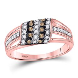 1/4 CTW Round Brown Diamond Ring 10kt Rose Gold - REF-18F3M