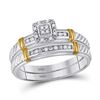 Image 2 : 1/10 CTW His & Hers Round Diamond Cluster Matching Bridal Wedding Ring 10kt Two-tone Gold - REF-33M6