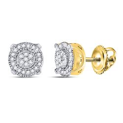 1/8 CTW Round Diamond Fashion Cluster Earrings 10kt Yellow Gold - REF-11R9H