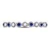 Image 2 : 1/6 CTW Round Blue Sapphire Diamond Beaded Dot Stackable Ring 10kt White Gold - REF-13H2W