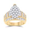 Image 1 : 2 CTW Diamond Oval Cluster Bridal Wedding Engagement Ring 10kt Yellow Gold - REF-113F9M