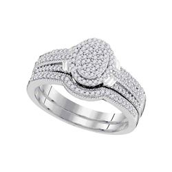 3/8 CTW Round Diamond Bridal Wedding Engagement Ring 10kt White Gold - REF-33K6R