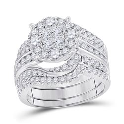 2 & 1/2 CTW Princess Diamond Bridal Wedding Engagement Ring 14kt White Gold - REF-215F9M