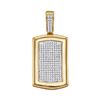 Image 1 : 1/2 CTW Mens Round Diamond Dog Tag Cluster Charm Pendant 10kt Yellow Gold - REF-45M3A