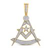 Image 1 : 7/8 CTW Mens Round Diamond Freemason Compass Charm Pendant 10kt Yellow Gold - REF-41R9H