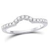 Image 1 : 1/4 CTW Round Diamond Curved Wedding Ring 14kt White Gold - REF-26T3K