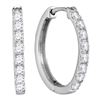 Image 1 : 1/2 CTW Round Diamond Single Row Hoop Earrings 10kt White Gold - REF-30T3K