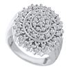 Image 1 : 1 CTW Round Diamond Concentric Circle Cluster Ring 10kt White Gold - REF-45A6N