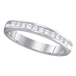 1/2 CTW Princess Diamond Single Row Wedding Ring 14kt White Gold - REF-54F3M