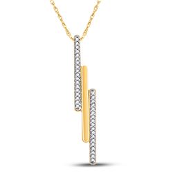 1/8 CTW Round Diamond Triple Vertical Bar Pendant 10kt Yellow Gold - REF-11H9W