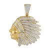 Image 1 : 1 CTW Mens Round Diamond Native Chief Charm Pendant 10kt Yellow Gold - REF-77W9F