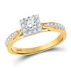 Image 1 : 3/8 CTW Round Diamond Square Halo Bridal Wedding Engagement Ring 10kt Yellow Gold - REF-35W9F