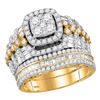 Image 1 : 2 & 1/2 CTW Round Diamond Bridal Wedding Engagement Ring 14kt Yellow Gold - REF-179W9F
