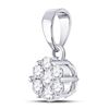 Image 2 : 1/3 CTW Round Diamond Flower Cluster Pendant 14kt White Gold - REF-27N5Y