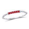 Image 1 : 1/20 CTW Round Ruby Beaded Stackable Ring 10kt White Gold - REF-7N5Y