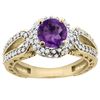 Image 1 : 1.25 CTW Amethyst & Diamond Ring 14K Yellow Gold - REF-86V7R