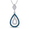 Image 1 : 1/5 CTW Round Blue Color Enhanced Diamond Teardrop Pendant 10kt White Gold - REF-14R4H