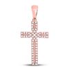 Image 1 : 1/3 CTW Round Diamond Roman Cross Pendant 10kt Rose Gold - REF-21T5K