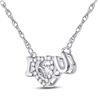 Image 2 : 1/10 CTW Round Diamond I Love U Heart Pendant 14kt White Gold - REF-18K3R