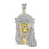 Image 1 : 3/4 CTW Mens Round Diamond Jesus Face Charm Pendant 10kt Yellow Gold - REF-41T9K