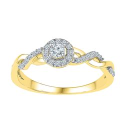 1/5 CTW Round Diamond Solitaire Bridal Wedding Engagement Ring 10kt Yellow Gold - REF-18N3Y