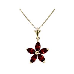 Genuine 1.40 ctw Garnet Necklace 14KT Yellow Gold - REF-25M8T