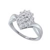 Image 1 : 1/4 CTW Round Diamond Oval Cluster Ring 10kt White Gold - REF-16R8H