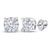 Image 1 : 1/4 CTW Round Diamond Halo Solitaire Earrings 14kt White Gold - REF-26Y3X