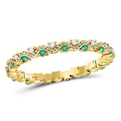 1/4 CTW Round Emerald Diamond Eternity Stackable Ring 10kt Yellow Gold - REF-16Y8X