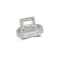 0.35 CTW Diamond Semi Mount Ring 14K White Gold - REF-52F2N