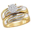 Image 2 : 1/5 CTW His & Hers Round Diamond Cluster Matching Bridal Wedding Ring 10kt Two-tone Gold - REF-45R6H