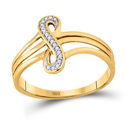 1/20 CTW Round Diamond Vertical Infinity Strand Ring 10kt Yellow Gold - REF-11K9R